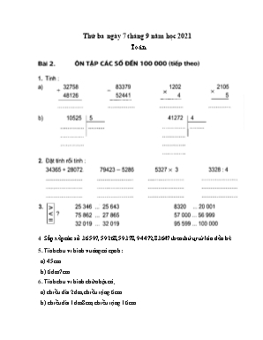 Bài tập môn Toán Lớp 4 - Bài 2 Ôn tập các số đến 100.000 (Tiếp theo) - Năm học 2021-2022